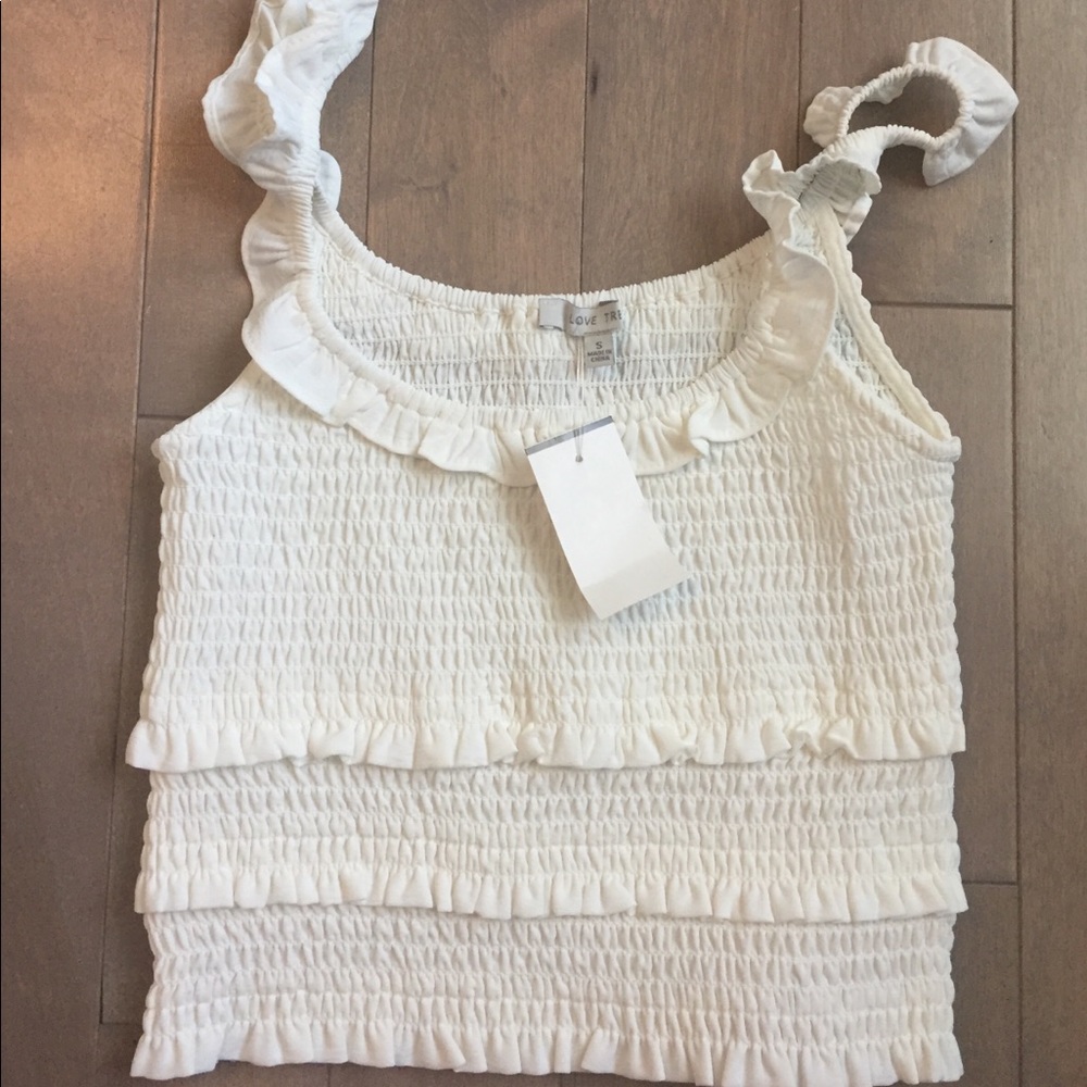 White Scrunched Tank Top